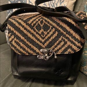 Patricia Nash Black and Tan Woven Crossbody Bag